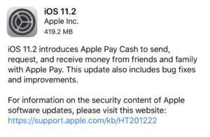 Panatllado de la pantalla de descarga iOS11.2