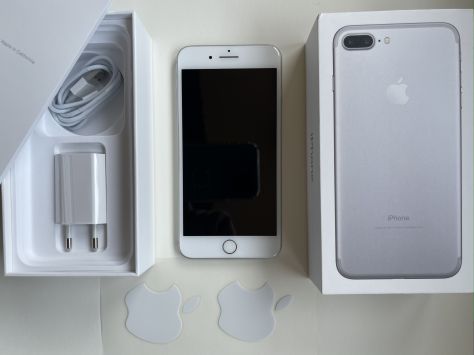 IPHONE 7 PLUS 128 GB BLANCO-PLATA IMPECABLE, COMO NUEVO, HASTA CON LAS PEGATINAS