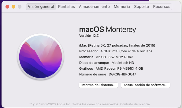 iMac Retina 5k, 4 GHz Intel Core i7 de 4 núcleos